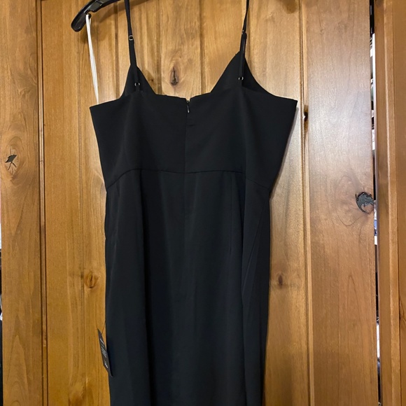 Lulu's Black Midi Cocktail Dress Size L Wrap front - Picture 5 of 7
